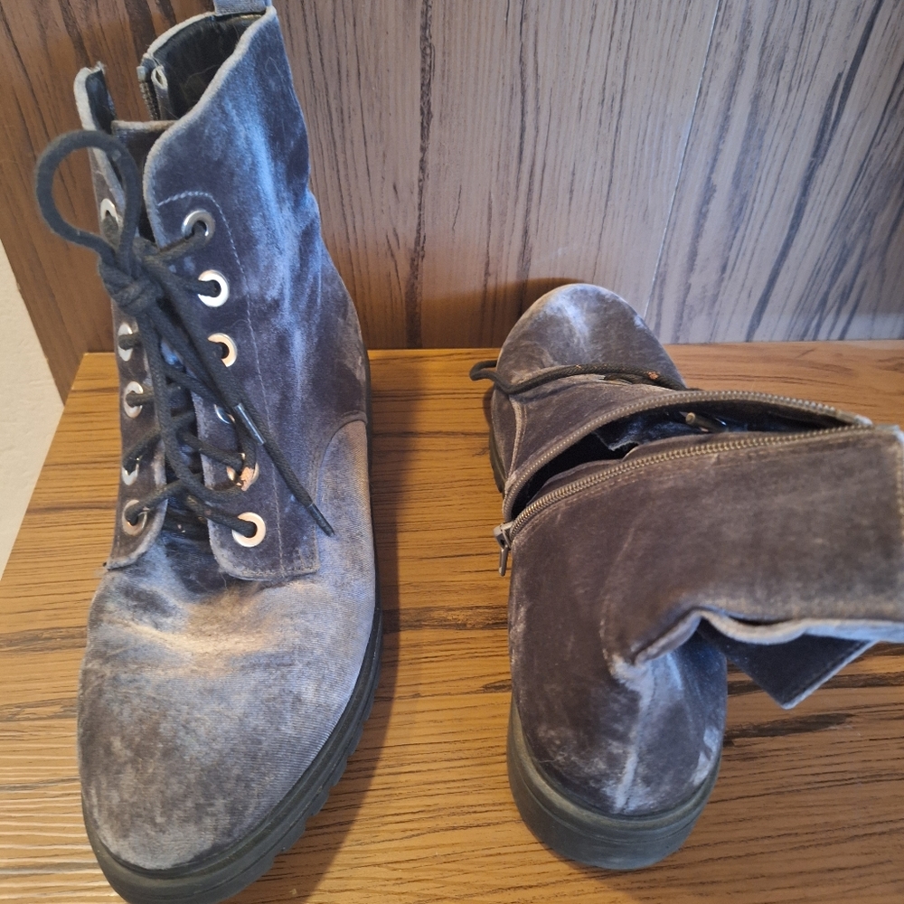 Massimo Velvet Combat Boot